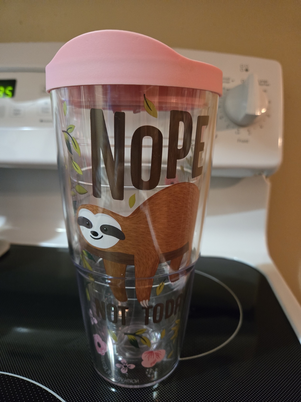 Trevis 24oz Nope Not Today Pink Lid Travel Tumbler - Sloth Design #0016